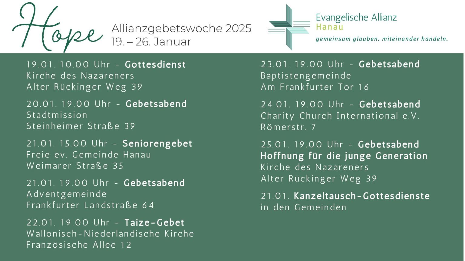 Termine Allianzgebetswoche 2025